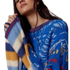 Urban Outfitters x BDG Marlon Spliced Pullover Fringe Sweater size Large